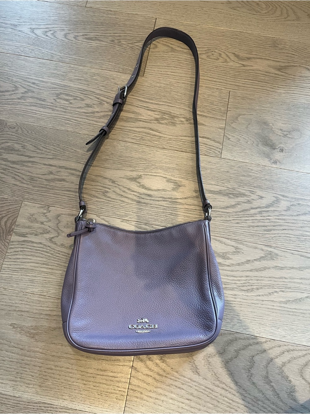Coach Pebbled Leather Shoulder Bag in Plum Brown